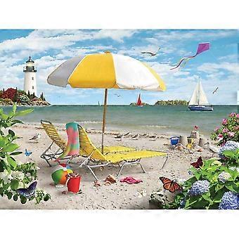 Beach Jigsaw Puzzle for Adults 550 Pieces, Colorful Coastal Vacation Scene 24x18 Inches