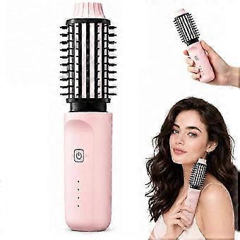Ceramic Cordless Hair Straightener Brush and Curler 2-in-1,Smart Rechargeable Heated Styling Comb for Women Travel and Quick Touch-ups,Portable_yzad