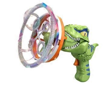 Dinosaur Electric Bubble Gun and Handheld Fan 2-in-1, Soap Bubble Blowing Machine Outdoor Game Toy for Boys Girls Birthday Party