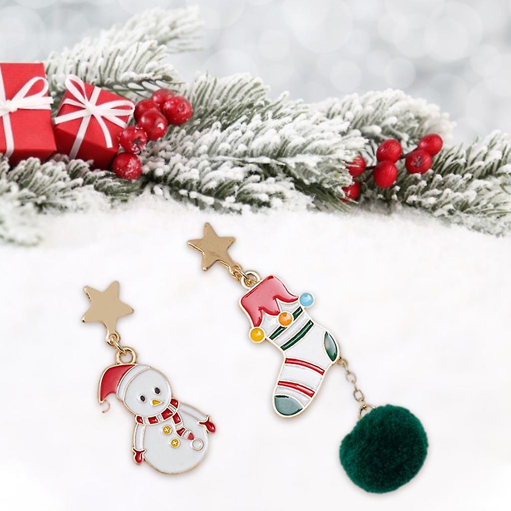 Pendientes de Navidad Cartoon Creative para cumpleaños Calcetines verdes de Navidad
