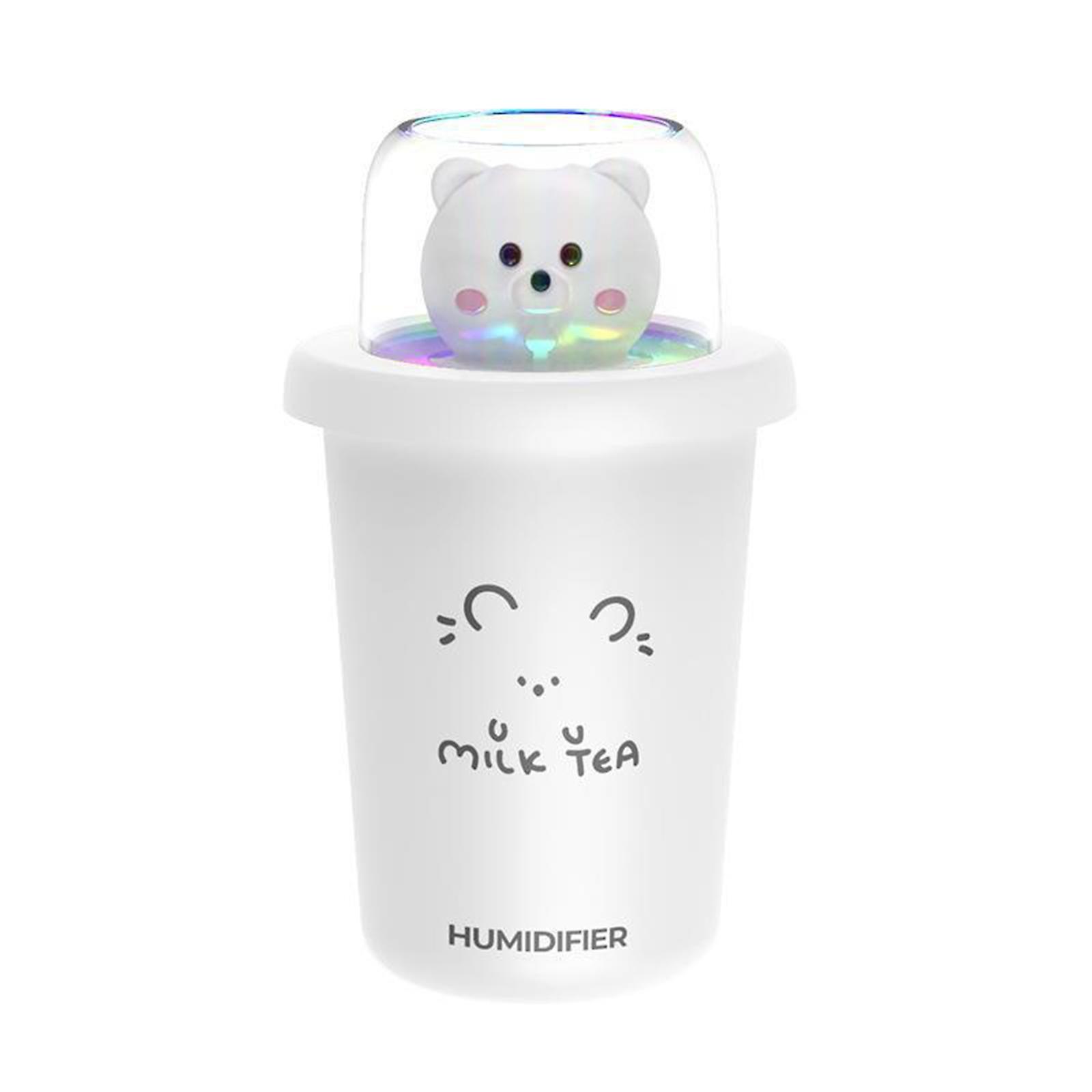 Portable Cup Noodle Humidifier For Home/office, White Cat Light, 360ml Water Tank, Usb Powered, Silent Operation