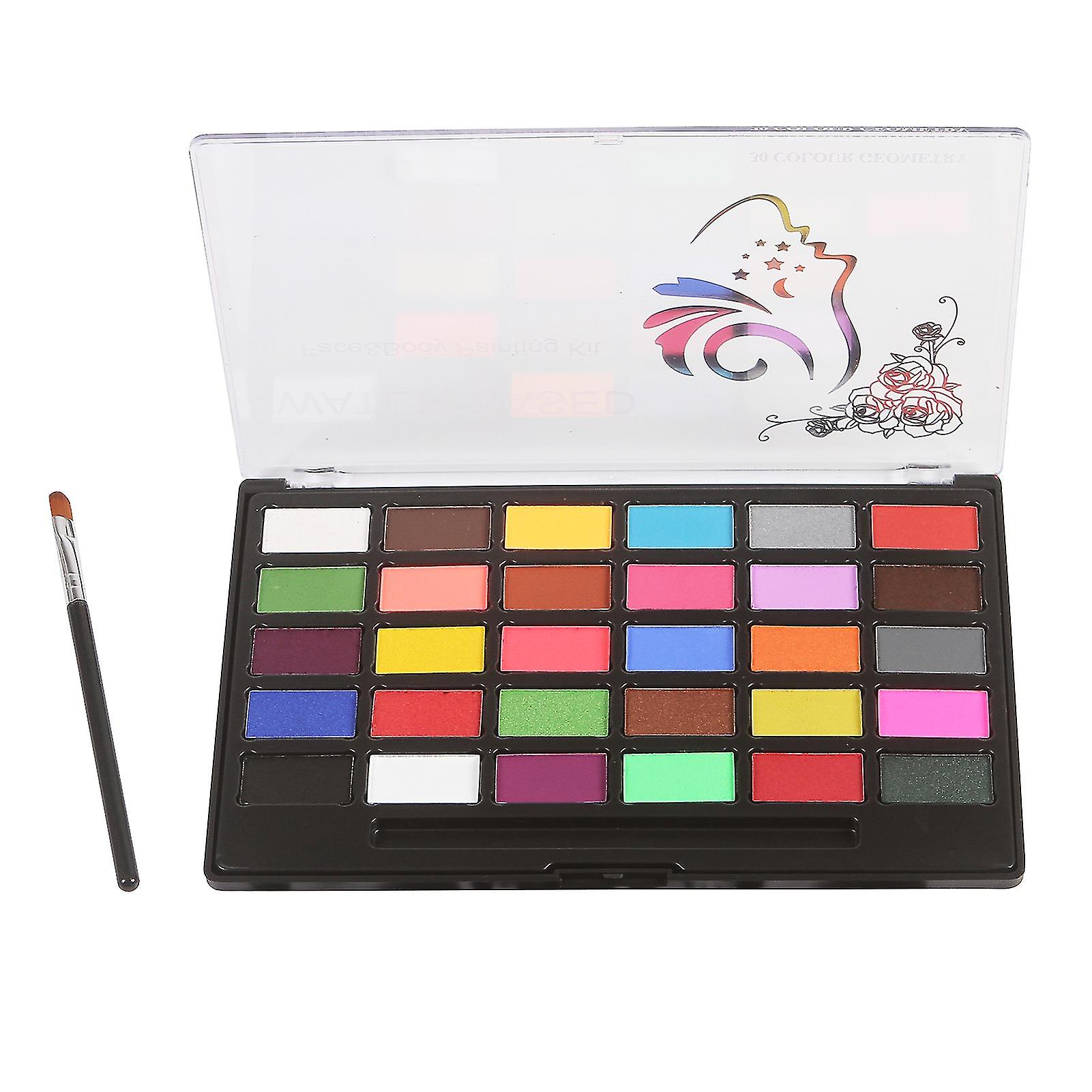 Watercolor Set 30 Colors Set Face Kit With 1 Brush Safe Non Based Face And Painting Makeup Palette Hypoall