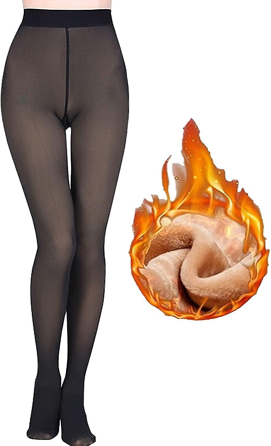 Collants doublés en polaire Femmes Winter Sheer Collants chauds Collants sans pieds Faux