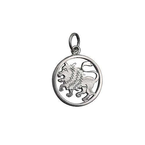 Silver 15mm pierced Leo Zodiac Pendant