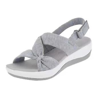 Donne Peep-toe Fiocco Sandali Tinta unita Lady Pu Sandali in pelle per lo shopping quotidiano Summer Beach
