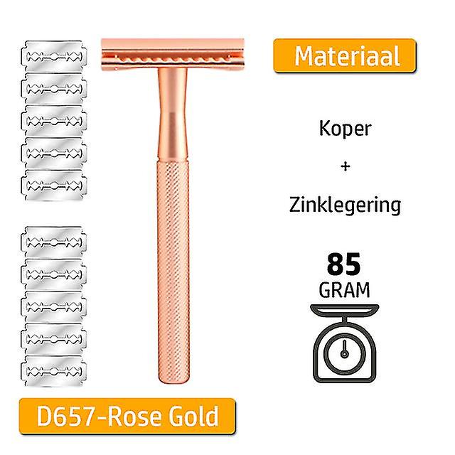 Safety Razor For Men With 10 Razor Blades, Long Handle Double Edge Safety Razor, Fits All Double Edge Razor Blades