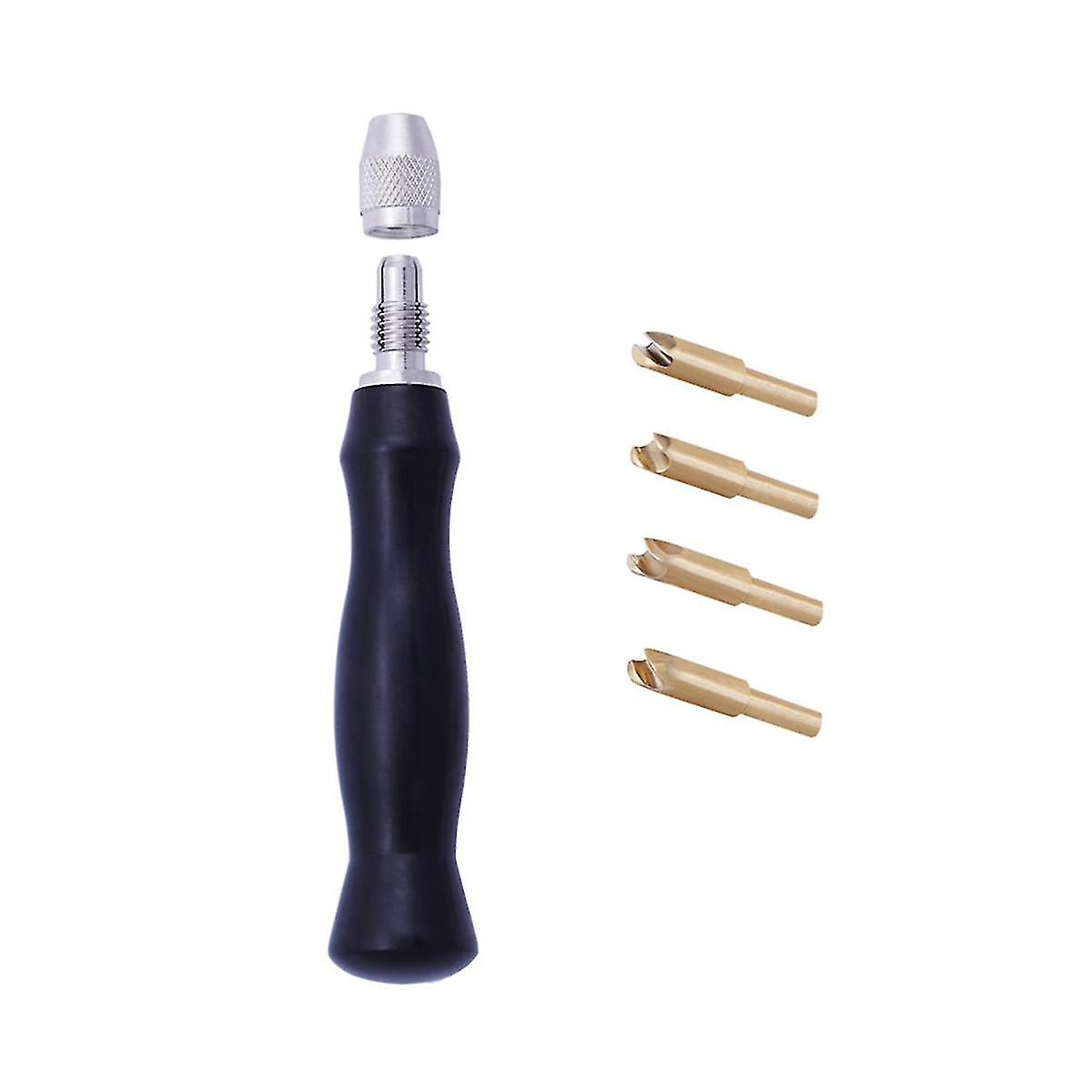 Leather Edge Creaser Set With 4 Replaceable Brass Head 1.5-2-2.5-3mm Press Sealing Machine Edge Mar