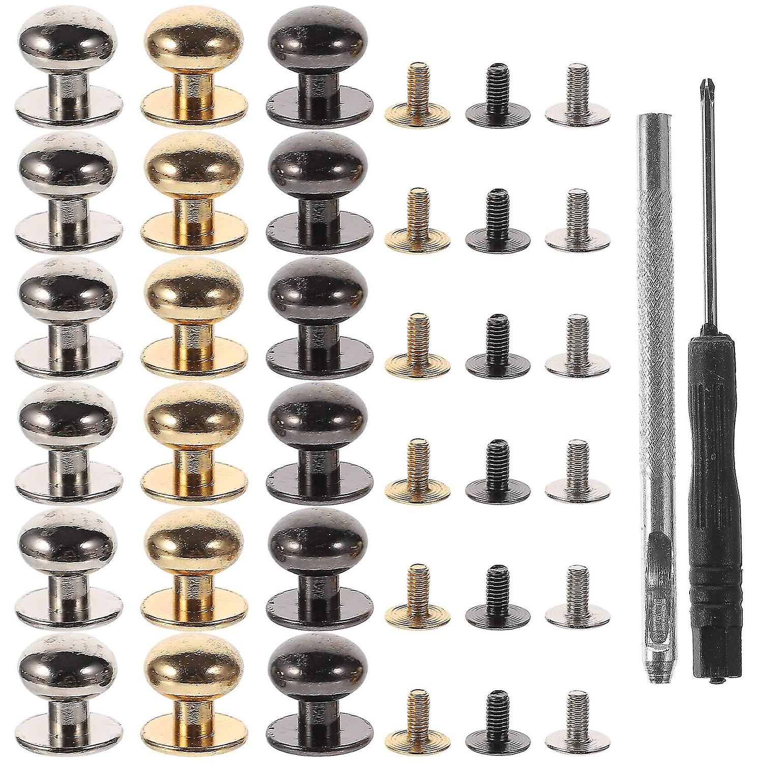 60 Sets Professional Practical Brass Rivet Studs Rivet Screw Leather Craft Accessories