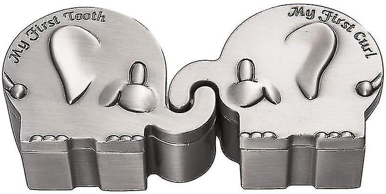 Prima scatola ricordo del ricciolo e del primo dente per i bambini a forma di elefante incisa metallica (6 x 4-yky