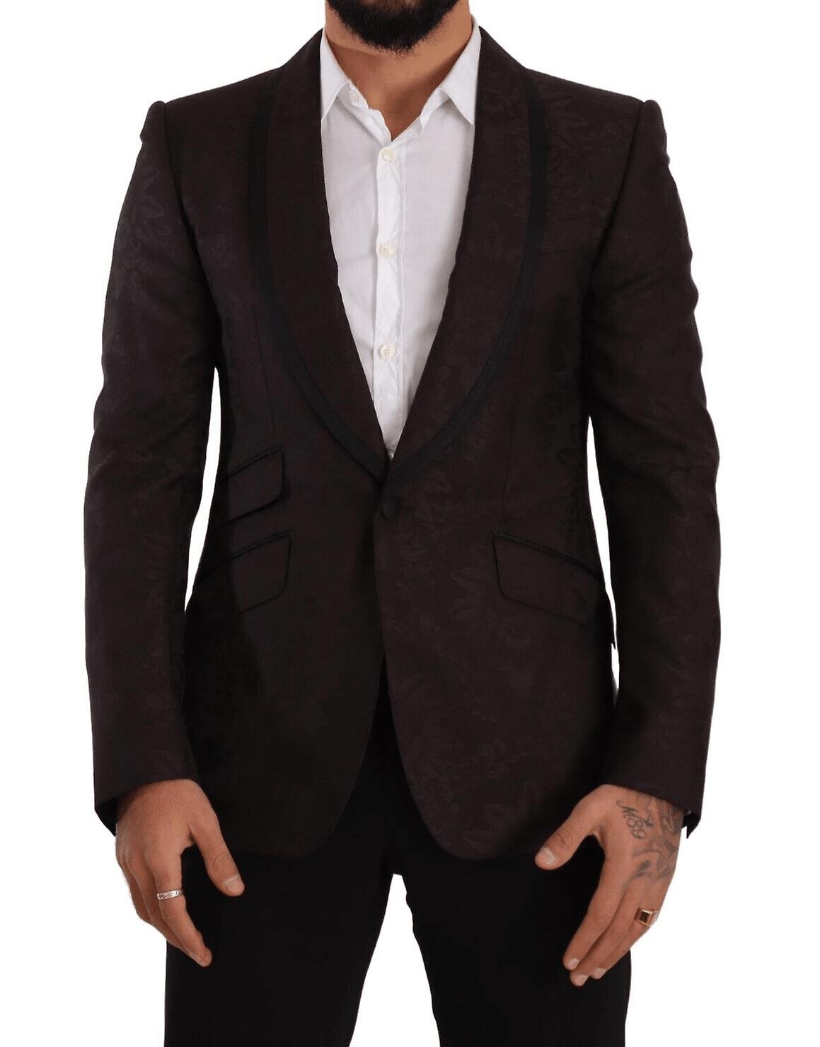 Dolce & Gabbana Purple Jacquard Single Breasted Sicilia Blazer