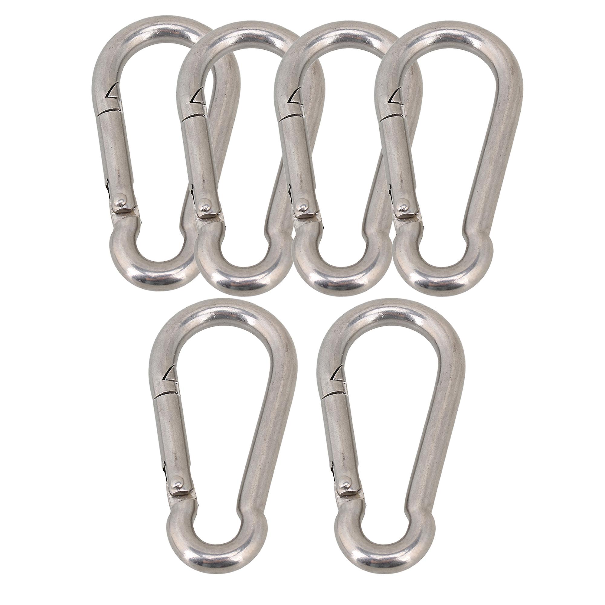 6 x Silver Spring Snap Quick Link Lock M8x8cm for Backpack & Chains