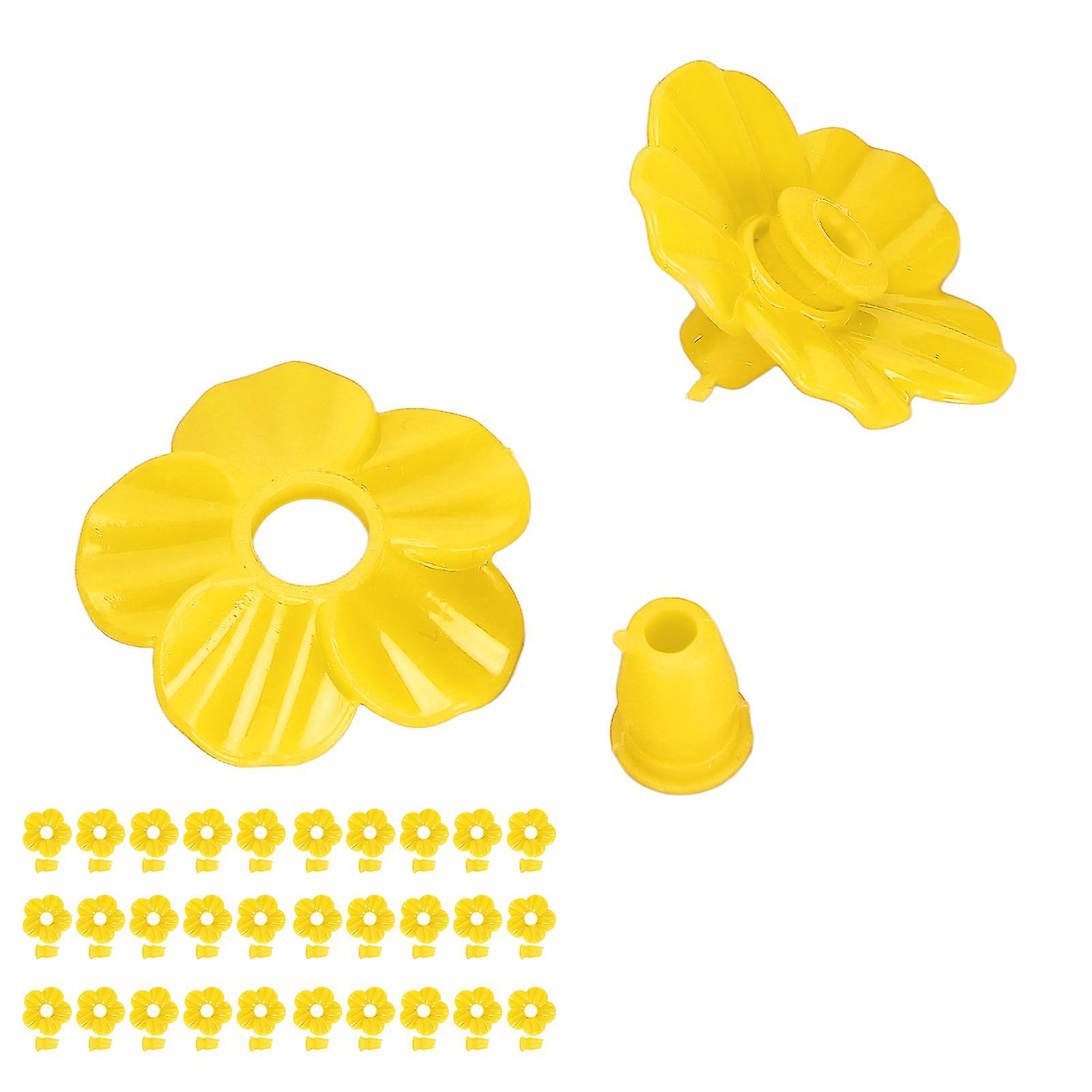 30 Sets Hummingbird Feeder Flowers Multicolor Unique Replaceable Hummingbird Bird Feeder Flower AccessoriesYellow 