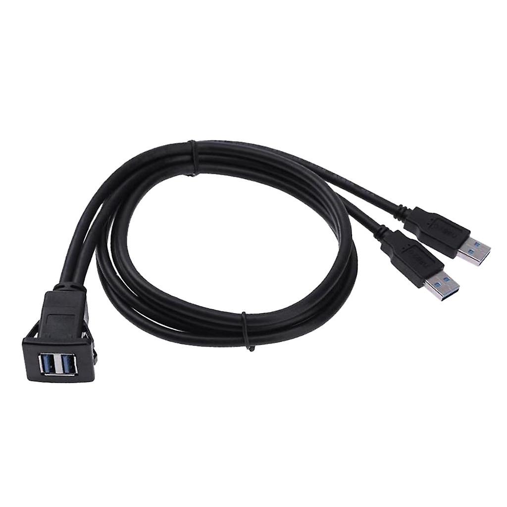 USB 3.0 Extension Flush Dash Panel Mount Cable for Car, Boat, Motorcycle 2m