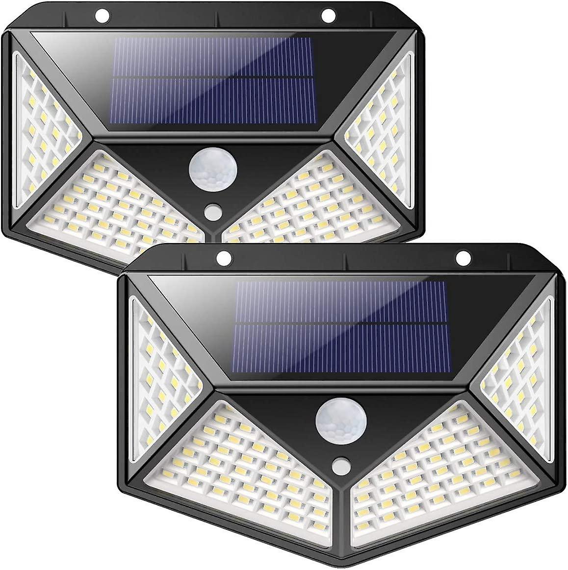 Utomhus solljus【Uppgraderad version 2-paket】100 LED 1200mAh vattentät utomhusbelysning 270 ° sol L