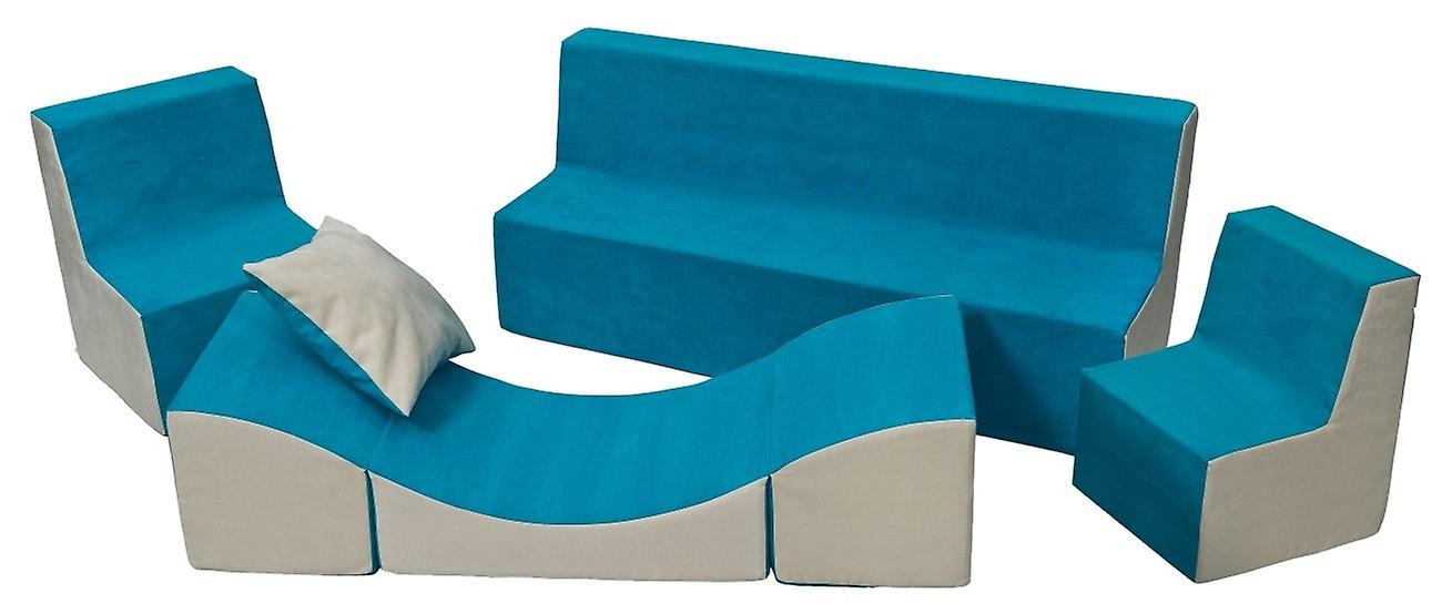 Småbarn möbler set skum extended blå & beige