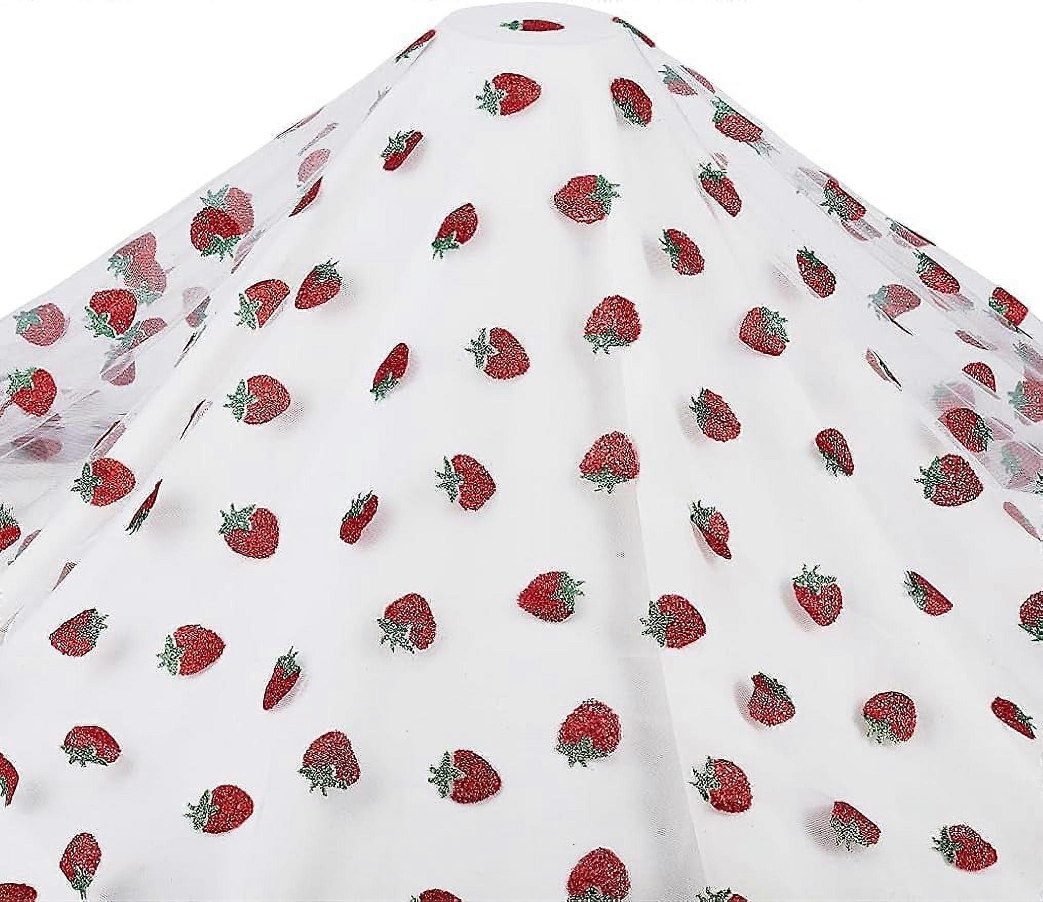 2.2 Yard Fruit Lace Fabric Strawberry Sequin Mesh Nylon Tulle Mesh Fabric 63inch Wide