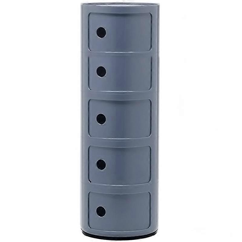 Storage Drawer Unit 5 Tier Round Plastic Storage Unit Cabinet Grey