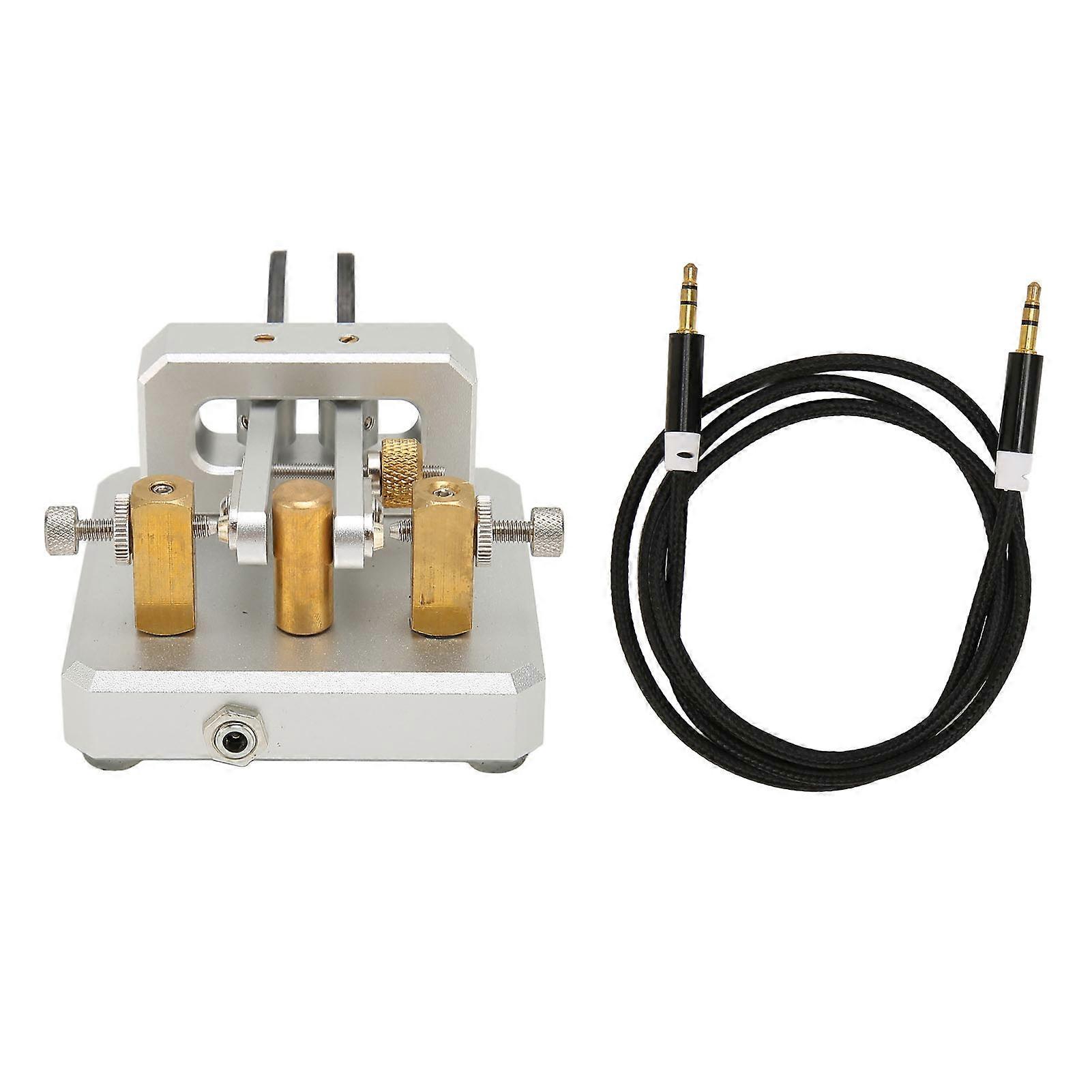Morse Code Key Double Paddle Automatic Shortwave Portable CW Morse Telegraph Key for Camping Indoor Silver