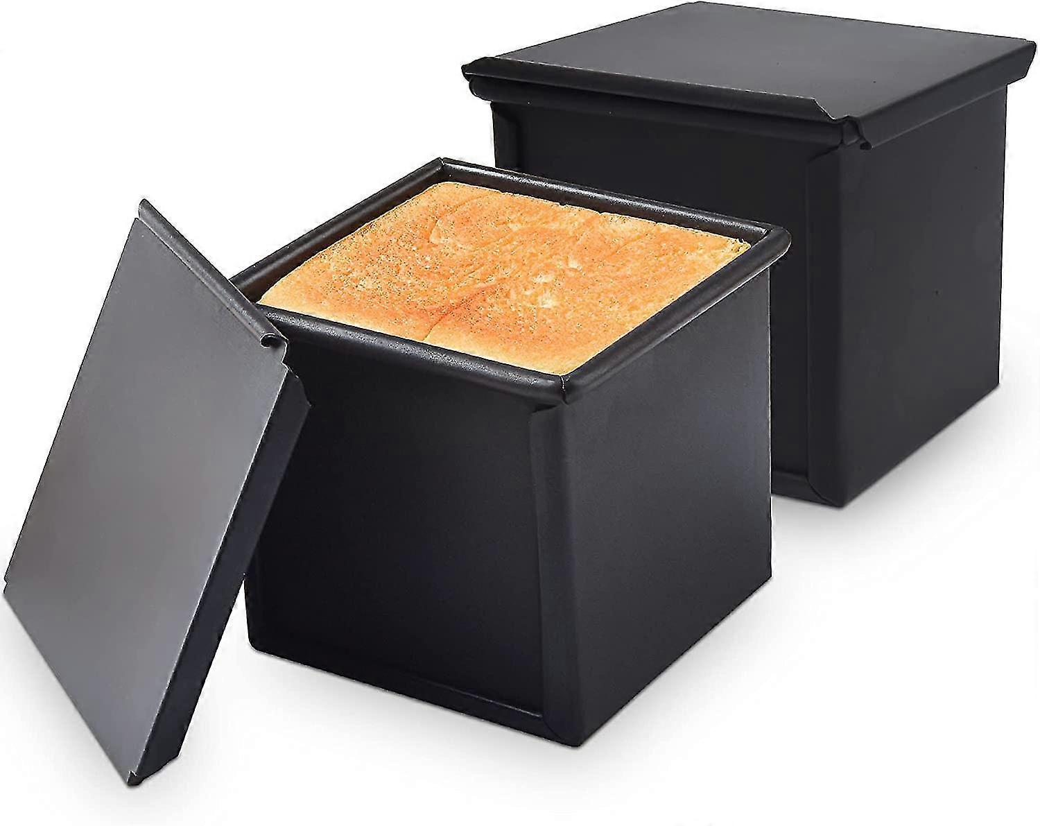 Mini Brot Laib Pfanne mit Abdeckung 4x4 Zoll Antihaft-Low-Sugar Toast Schimmel Square Pullman Laib Pfanne