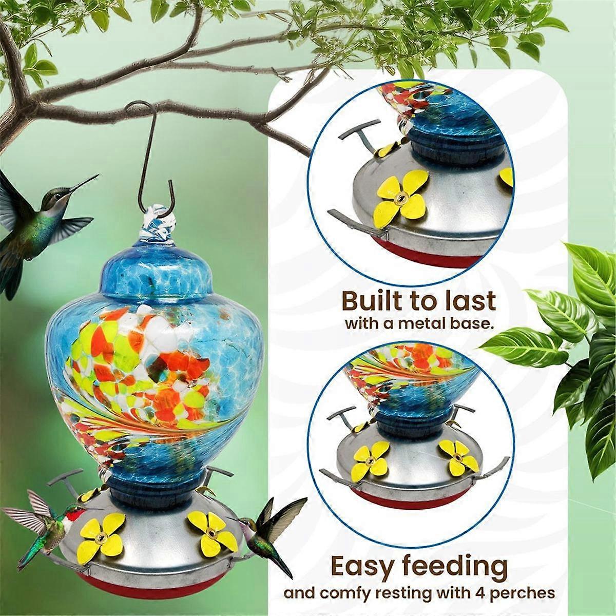 Garden Bird Feeders for Outdoors Hanging, Bird Gifts for Women Blown Glass Bird Feeder C