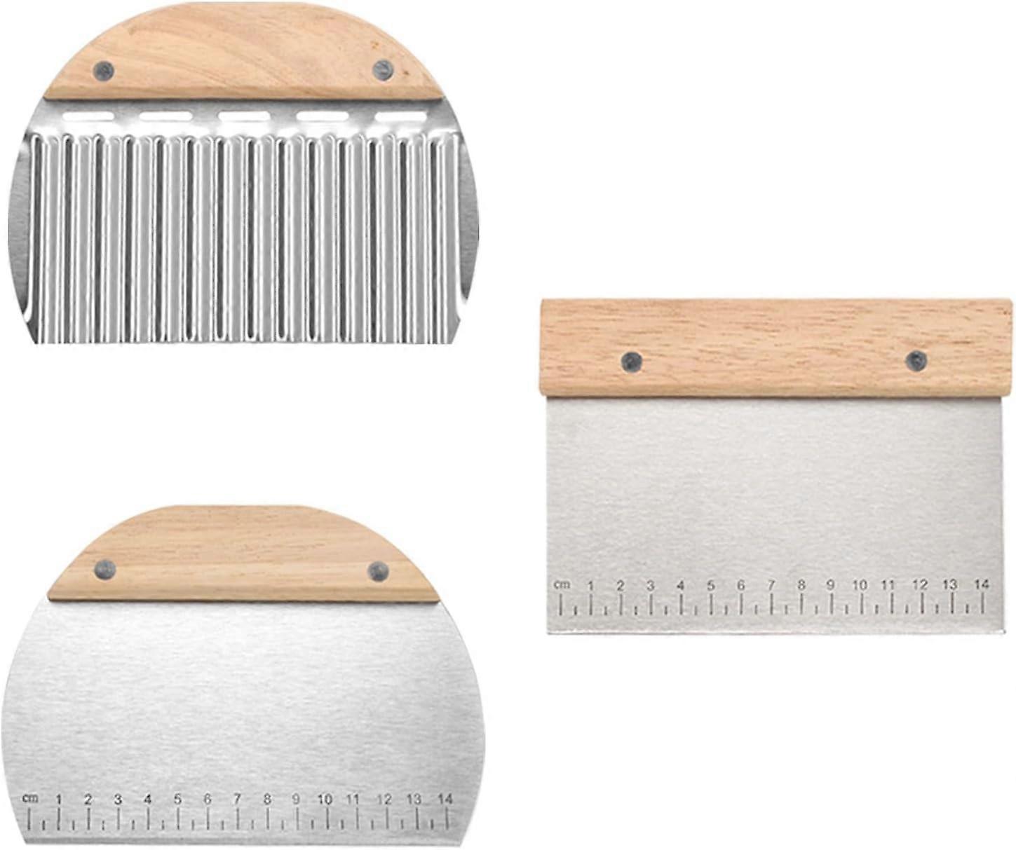 3 stk rustfritt stål deig skrape deig skrape skrape kutter kjøkkenskrape konditordeig kutter med tre håndtak for pizza, kake, bakverk, brød