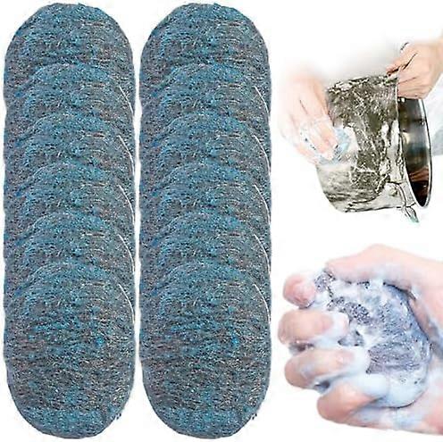 Scouring Pads with Soap Reusable and Absorbent Pre-Soaped Steel Wool Scouring Pads for Home Cleaning Kitchen Tableware and Metal Grids Blue