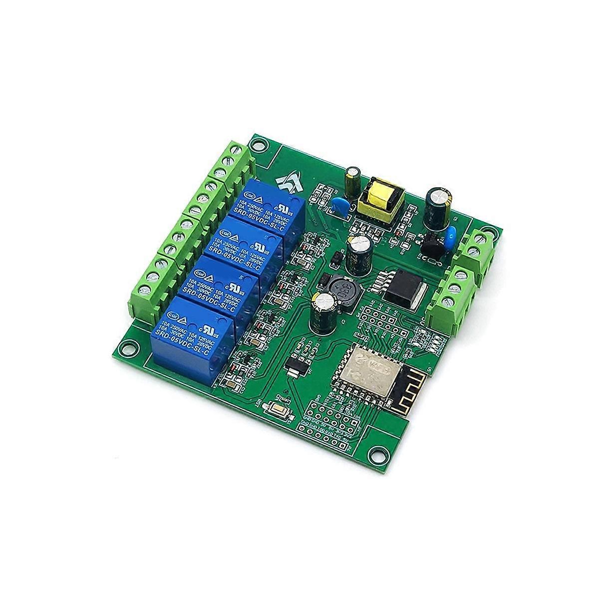 4-kanals ESP8266 trådløs WIFI-relémodul ESP-12F utviklingskort AC90-250V / DC7-30V / 5V e-app