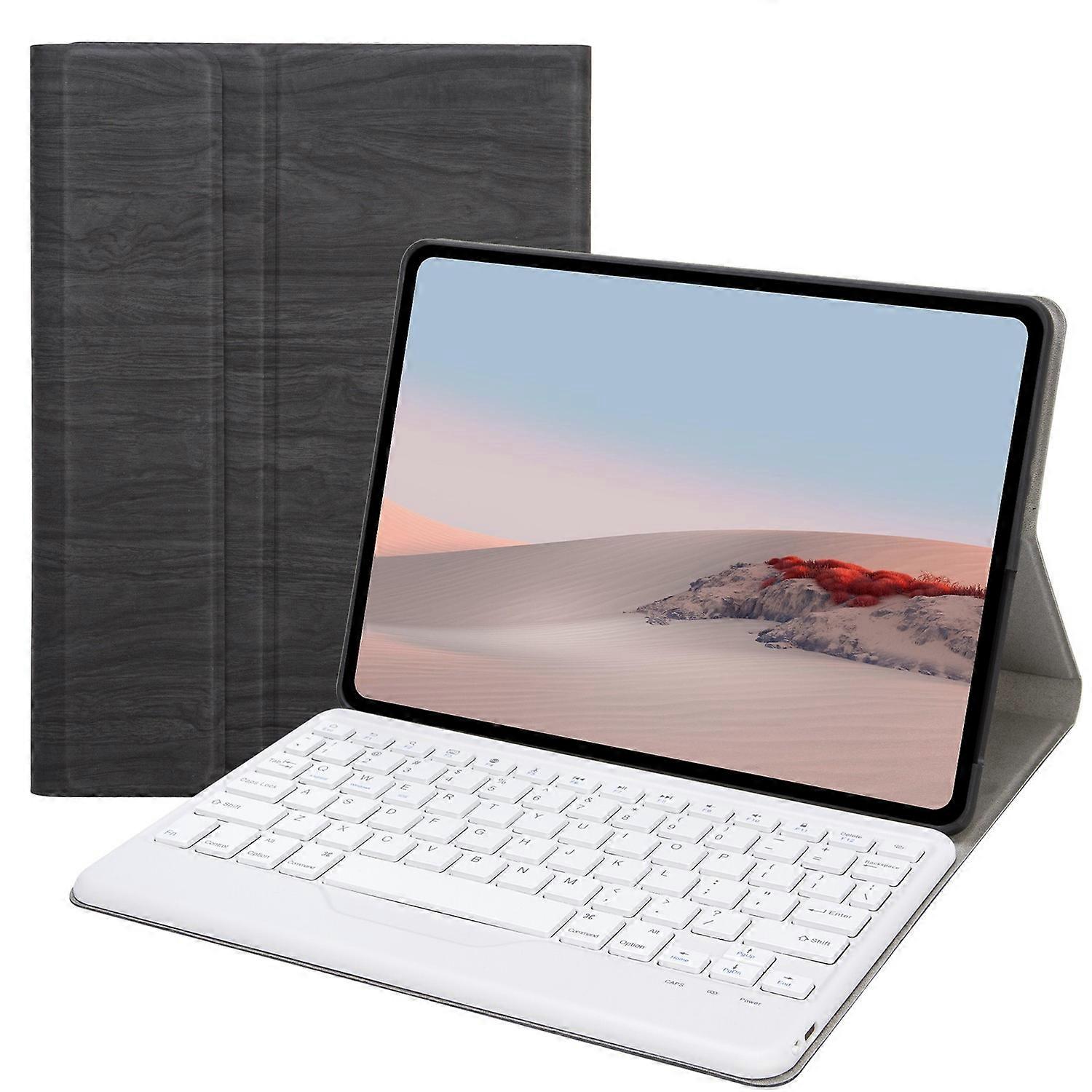 SFGO for Microsoft Surface Go/Go 2/Go 3 Wood Texture PU Leather Outer Cover Bluetooth Keyboard Set w