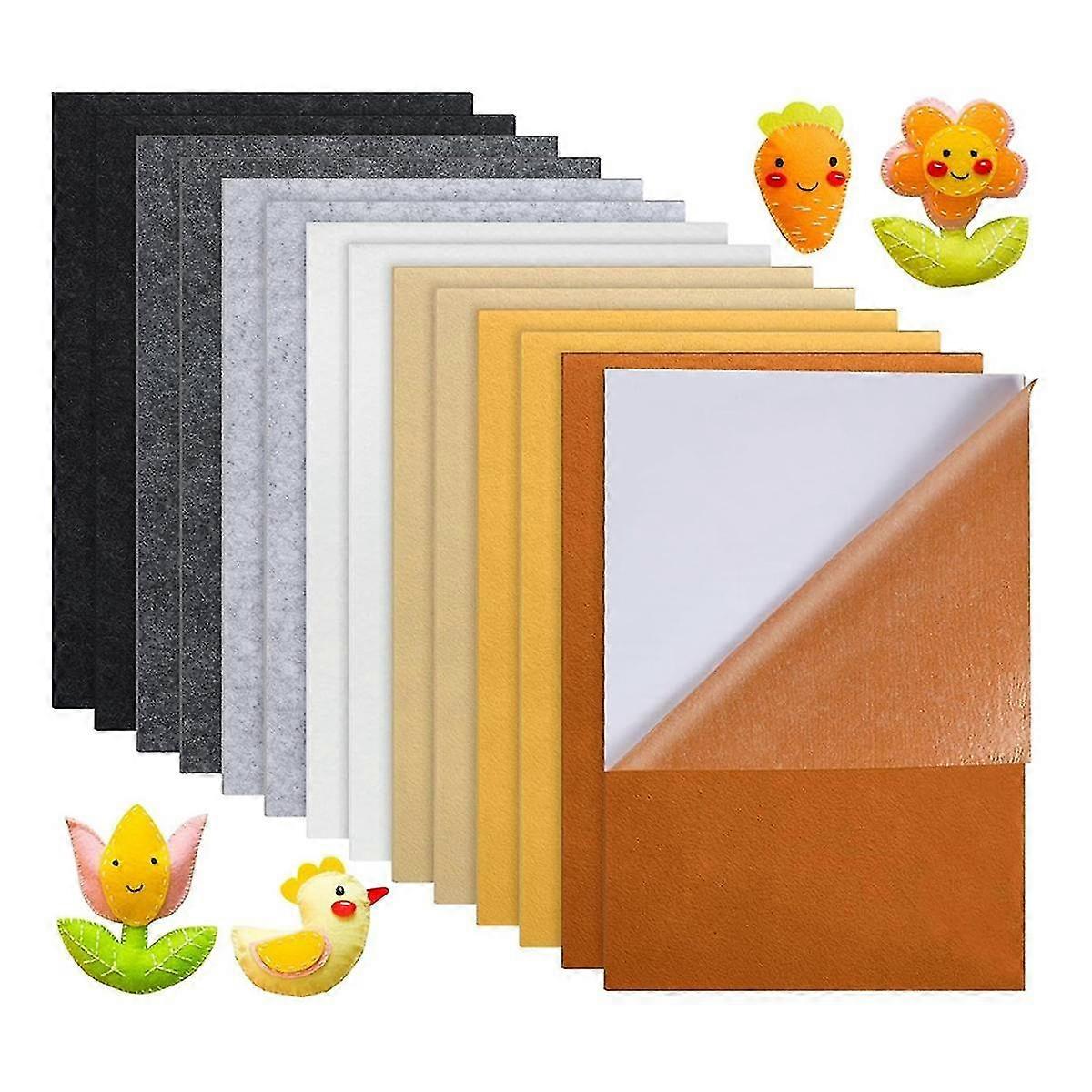 14pc Bonded Felt Fabric Sheets Craft Multi-color Sticky Soft Felt Sheets With Adhesive Backing For