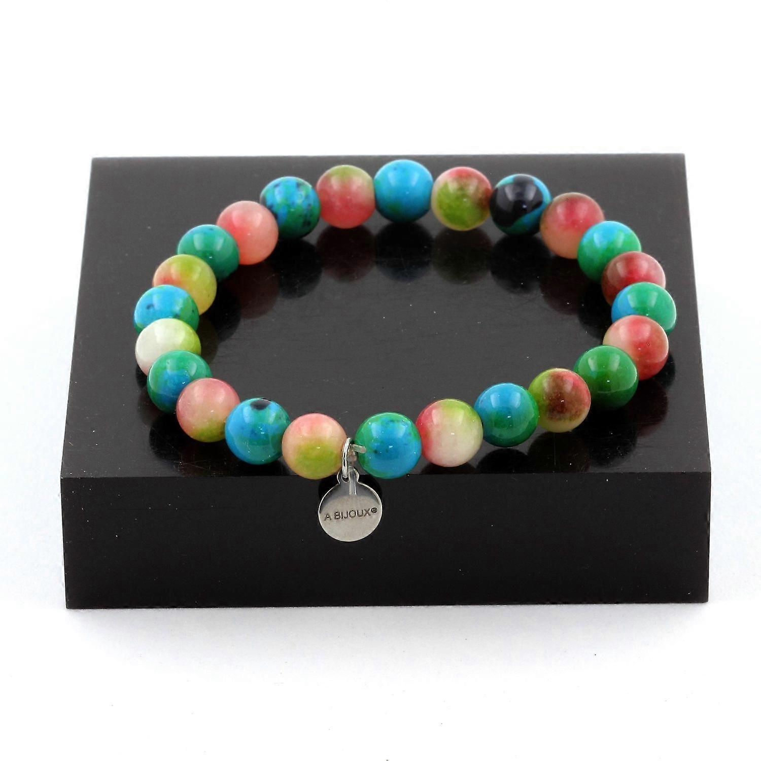 Watermelon Tourmaline + Chrysocolla Beaded Bracelet 8 mm