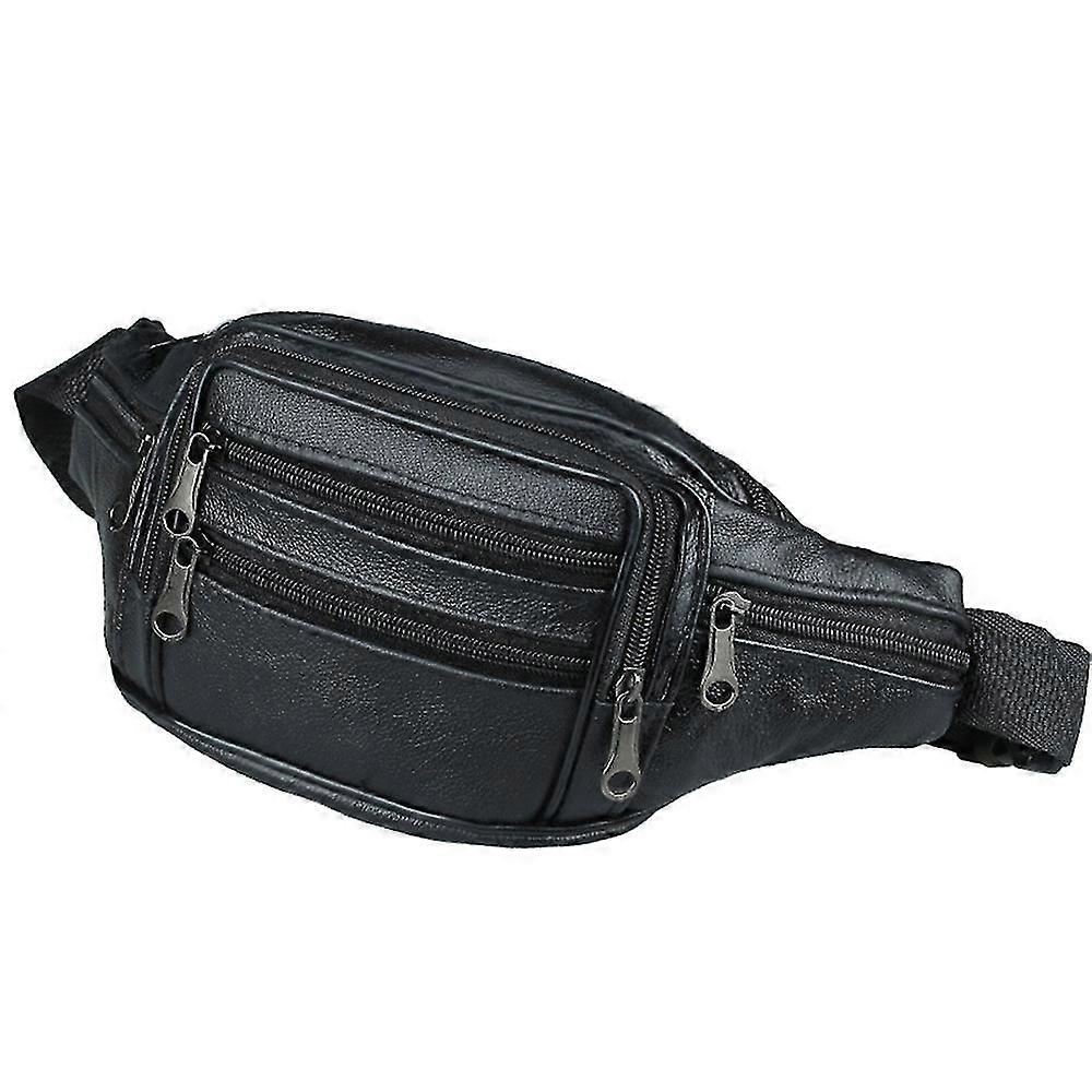 Retro Fanny Pack Midjeväska Multifunktion Äkta läder Höftväska Resepåse För Män Flera Fickor Vattentät Perfekt För Vandringslöpning