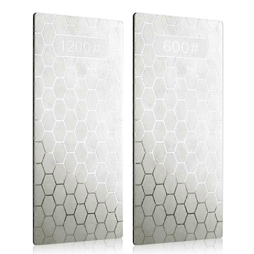 2PCS Diamond Sharpening Stone, Whetstone Surface Diamond Sharpener Plate with Non-Slip (600/1200 Gr
