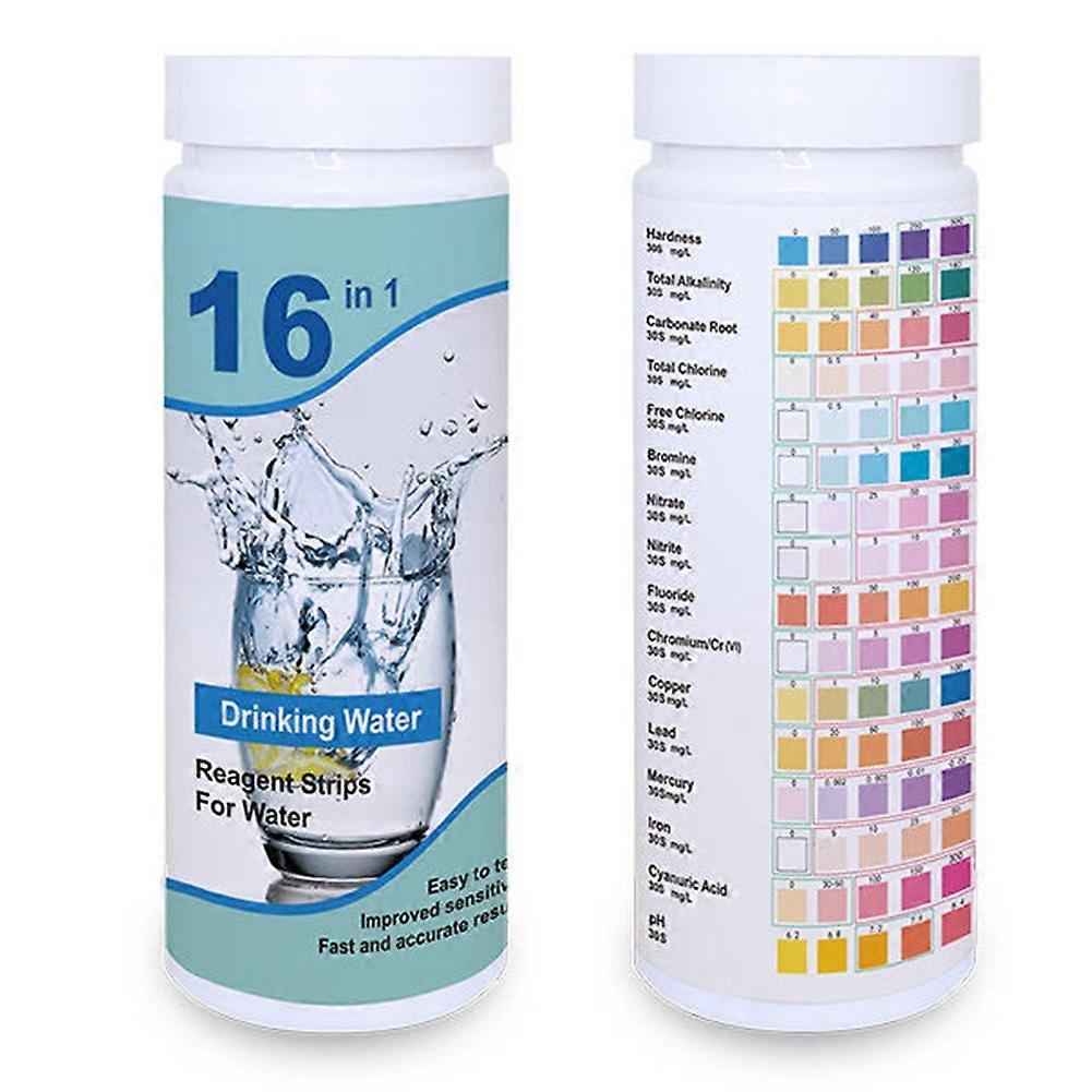 16 in 1 Water Quality Test Strips Tap Water Residual Chlorine PH Test Paper for Home Swimming Pool Pond