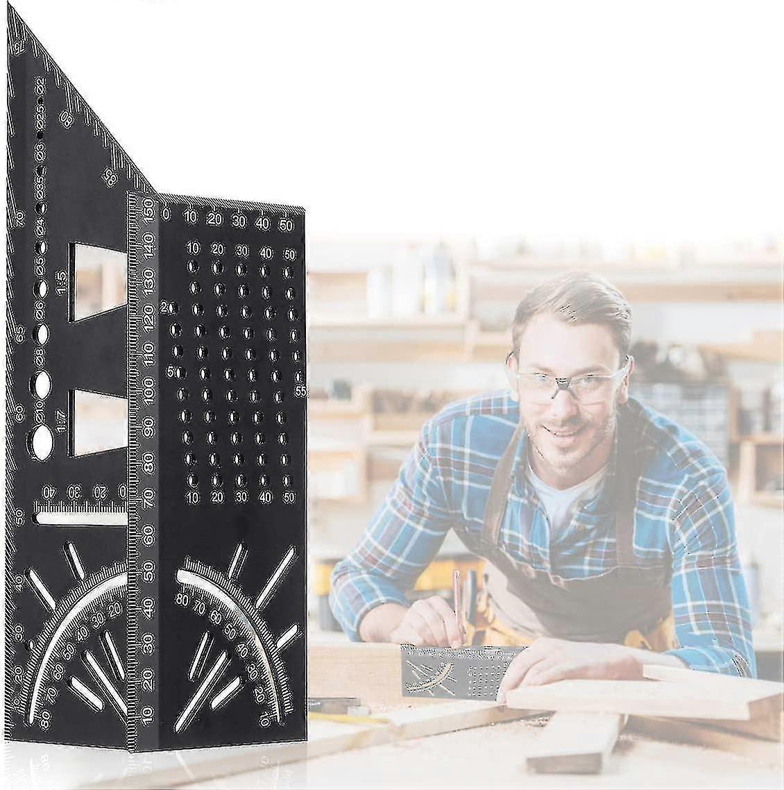 3d Miter Angle Ruler, Multi-function Woodworking Tools Measure Hard Aluminum Alloy Professional Stencil Protractor For Carpenter E