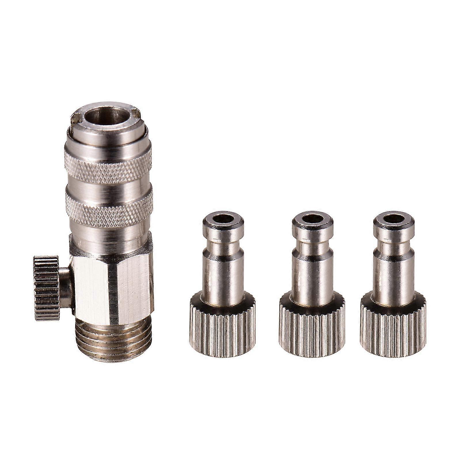 Airbrush Quick Disconnect Coupler Release Fitting Adapter Connecter With Valve 1/8" Male Fitting M5*0.4 Female Connection Compatible With Badger Airbr