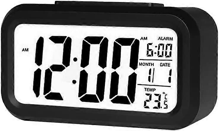 ZK-Digital Alarm Clock with Temperature Display, LCD Display Desk Clock, Digital Clock, Digital Clock Radio with Battery, Snooze Function, 12/24 Hours