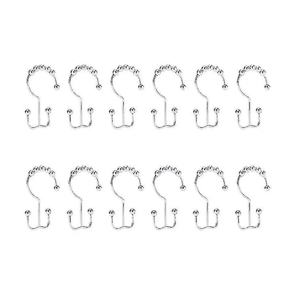 Shower Curtain Hooks Rust-resistant Rings Compatible With Bathroom, Set Of 12 -b