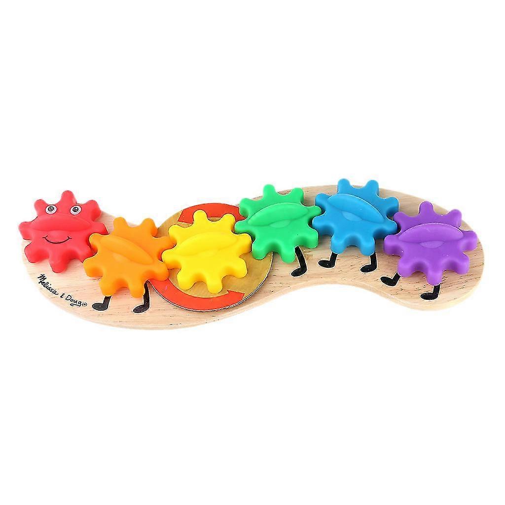 Wooden Rotating Gear For Caterpillar Game Children Kids Color Recognition Enligh