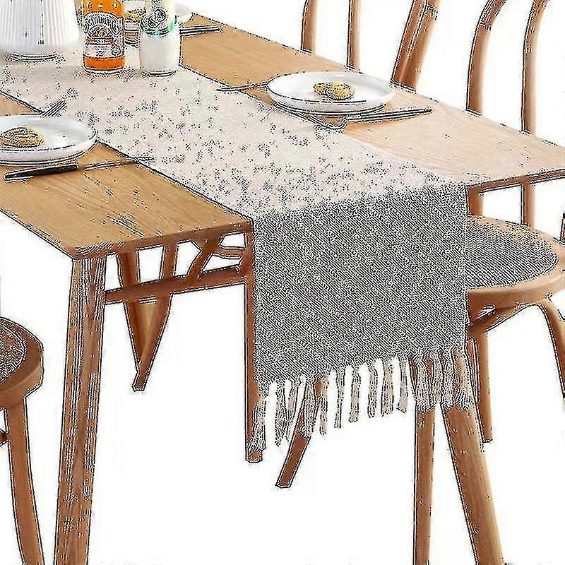 Runner da tavolo in lino di cotone con frange fatte a mano Rustic Table Runners Tela
