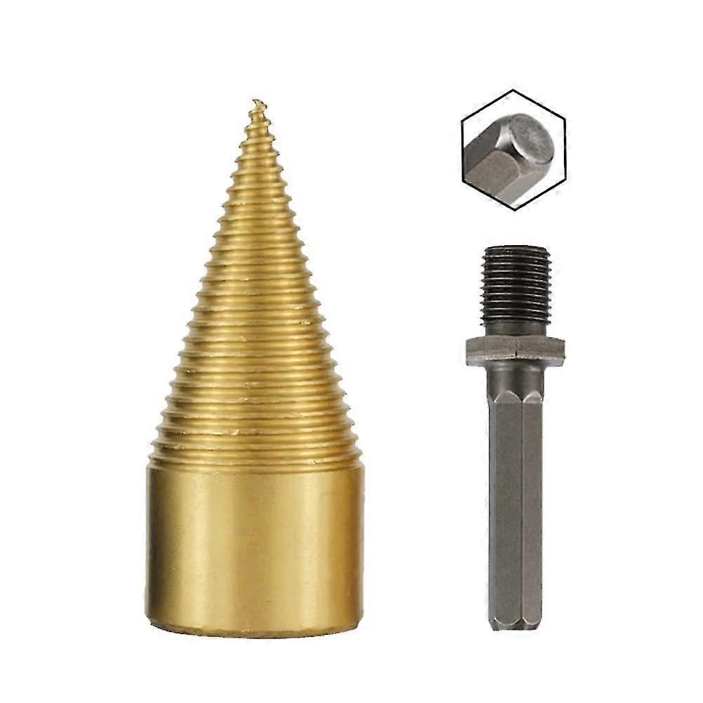 Wood Splitting Drill Bit, Wood Breaker With Round Square Hex Handle For Family, Camping, Stove, Farm (42mm, Hex Handle)