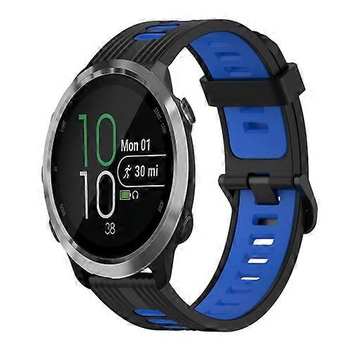 For Garmin Forerunner 645 Music 20mm Vertical Pattern Two-Color Silicone Watch Band