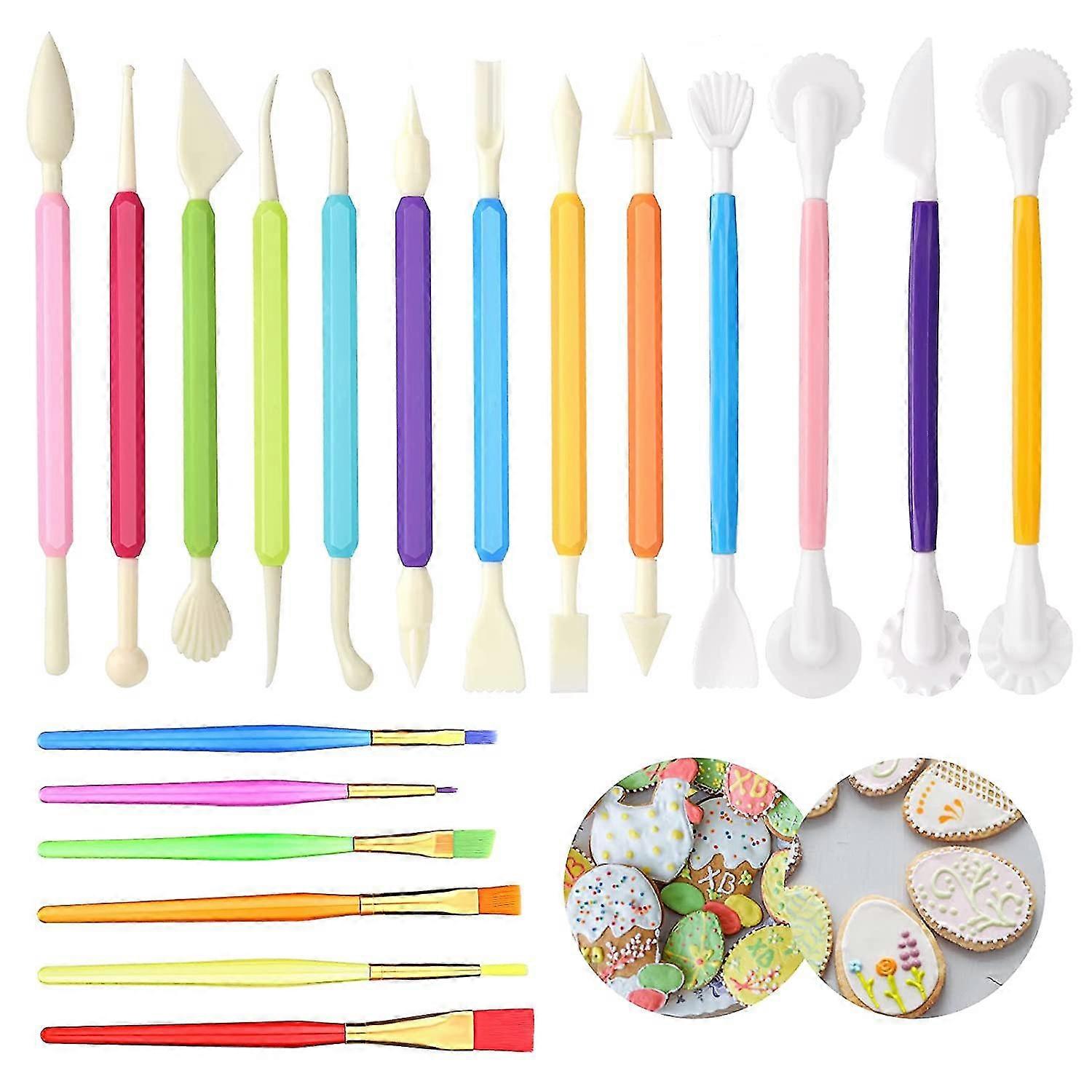19 Pieces Cake Decorating Tools, Cake Fondant & Gumpaste Decorating Modeling Tools Set Marshmallow Sculpting Brush And Fondant Modeling Tools For Diy
