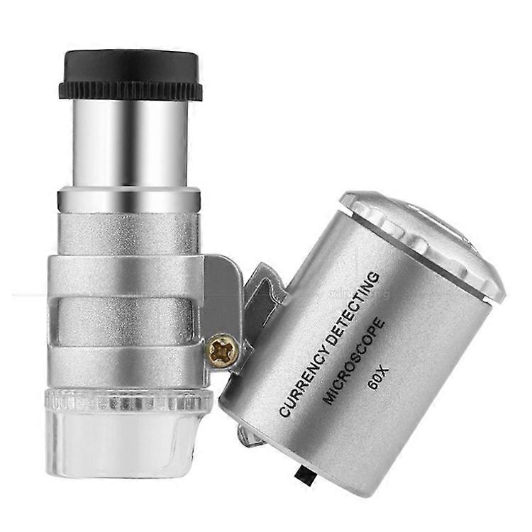 HD Small Magnifying Glass Silver Portable Microscope 60X Microscope Antique Jewelry Mirror Magnifying Glass Lens Low Vision Seniors