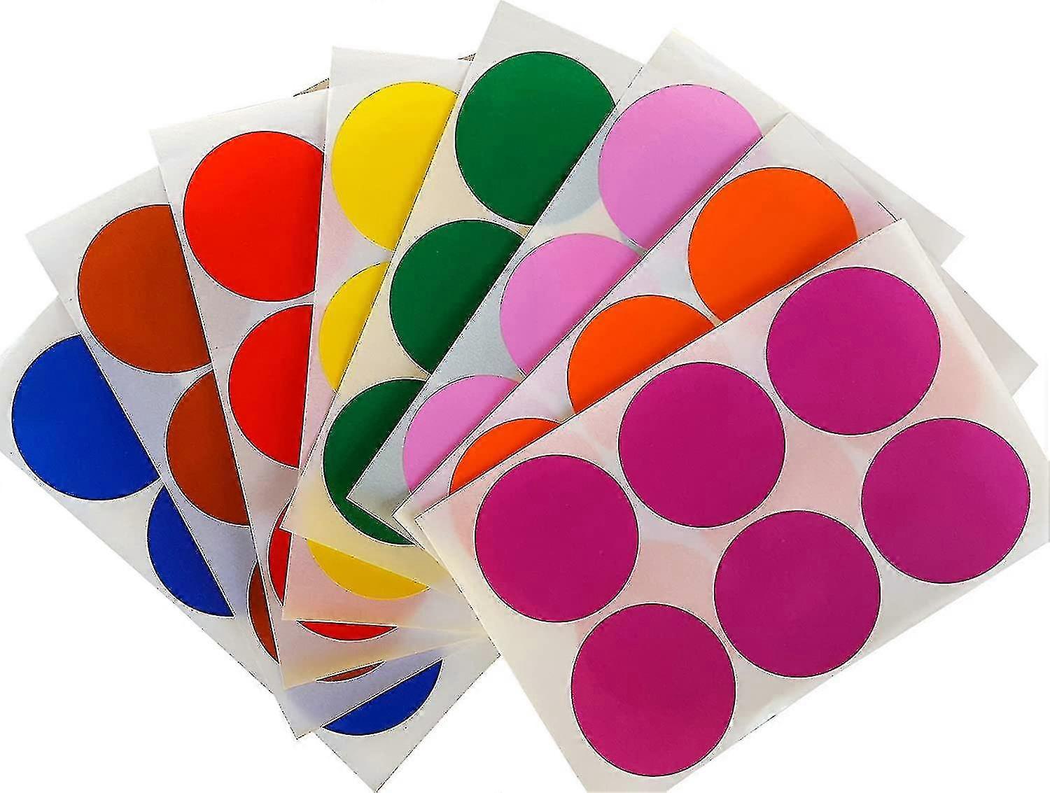 Pack Of 16 Colored Dot Labels And Circle Stickers (2-inch, 50mm) In 16 Colors