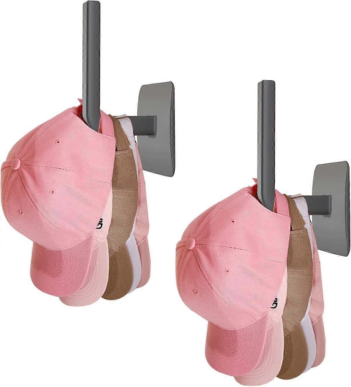 Baseball cap wall self-adhesive hanger 2 pack hat hook hanger set plastic no punching gray