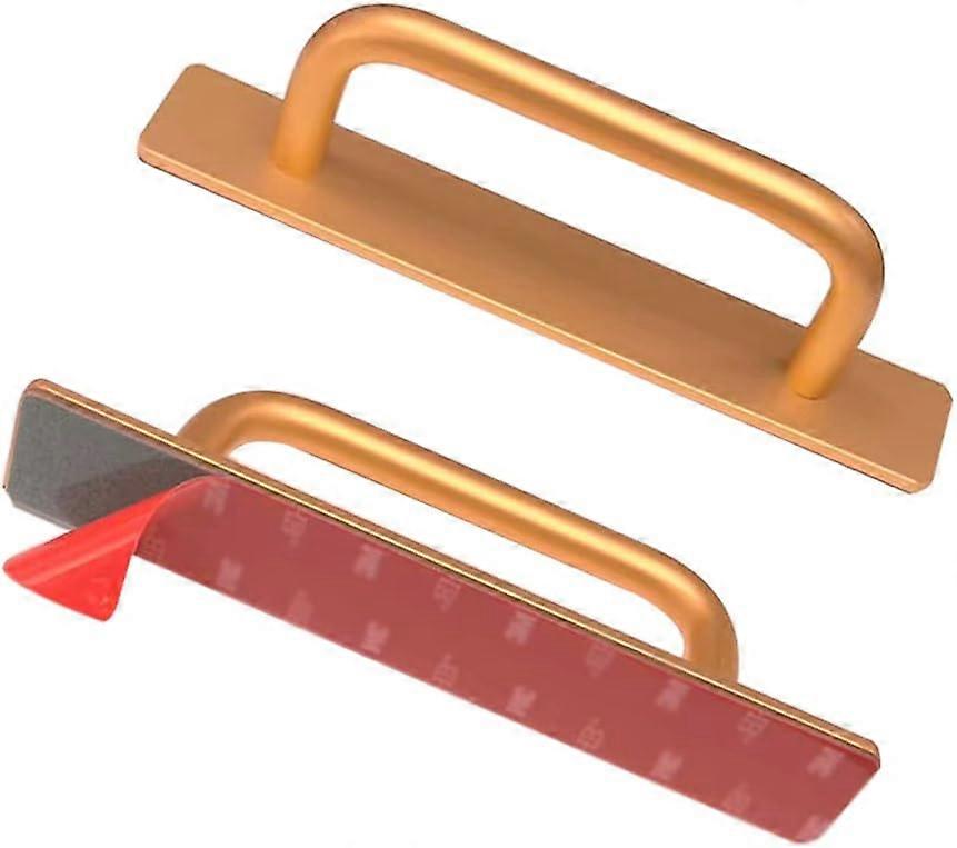 2Pcs Self Adhesive Aluminum Cabinet Handles Bedroom Bathroom Stainless Steel Kitchen Cupboard Pulls Handles Kitchen Furniture Hardware 106mm Gold