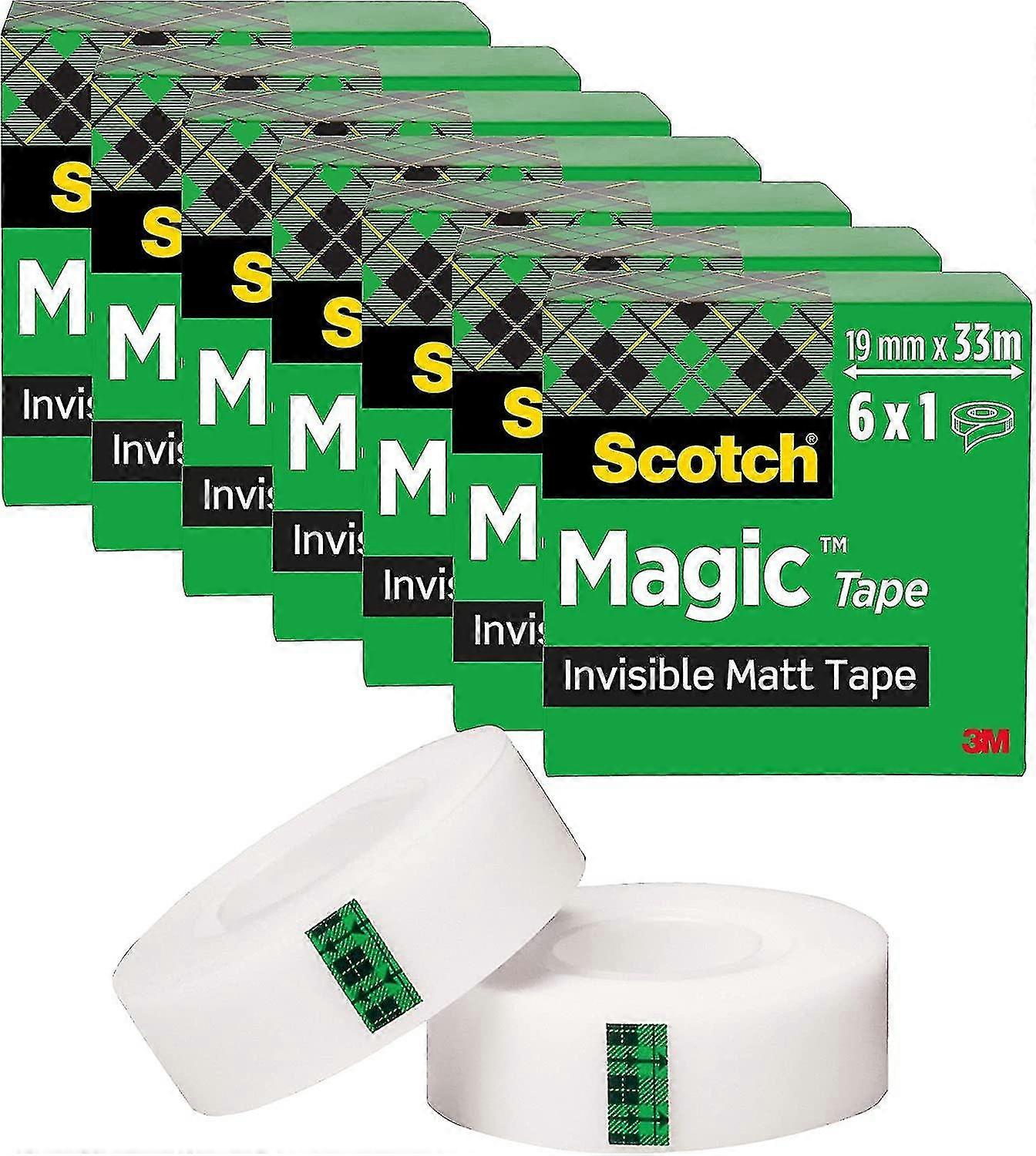 Invisible Tape - 6 Rolls - 19mm X 33m - General Purpose Tape For Repairing, Labeling And Closing Documents