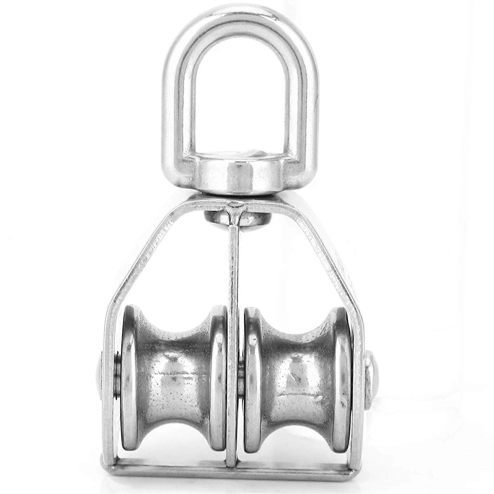 Double Wheels Pulleys Block Stainless Steel Swivels Lifting Wire Rope Cable Pulleys Rollers for Wire Cranes