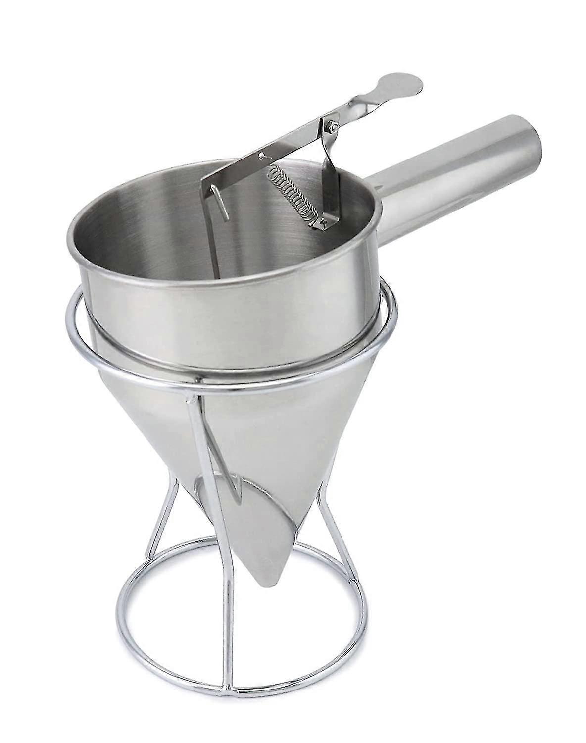 Stainless Steel Dough Scoop, Pancake Scoop, Baking Hopper With Stand, Batter Hopper, For Home, Bakery Use