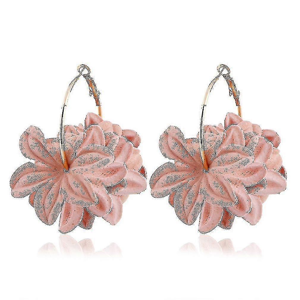 ear Studs Flower Pink Golden Earrings For Ball